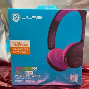 JLab JBuddies ANC 2-in-1 Wireless On-Ear Headphones - Pink/Purple or Blue/Red